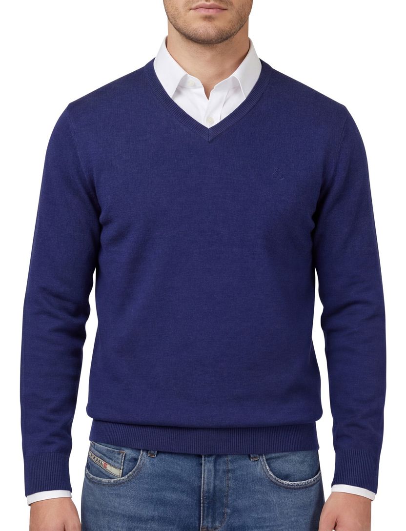 trui Scotland Blue donkerblauw katoen