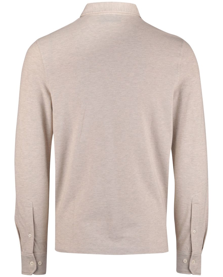 Scotland Blue Polo lange mouw beige borstzak effen