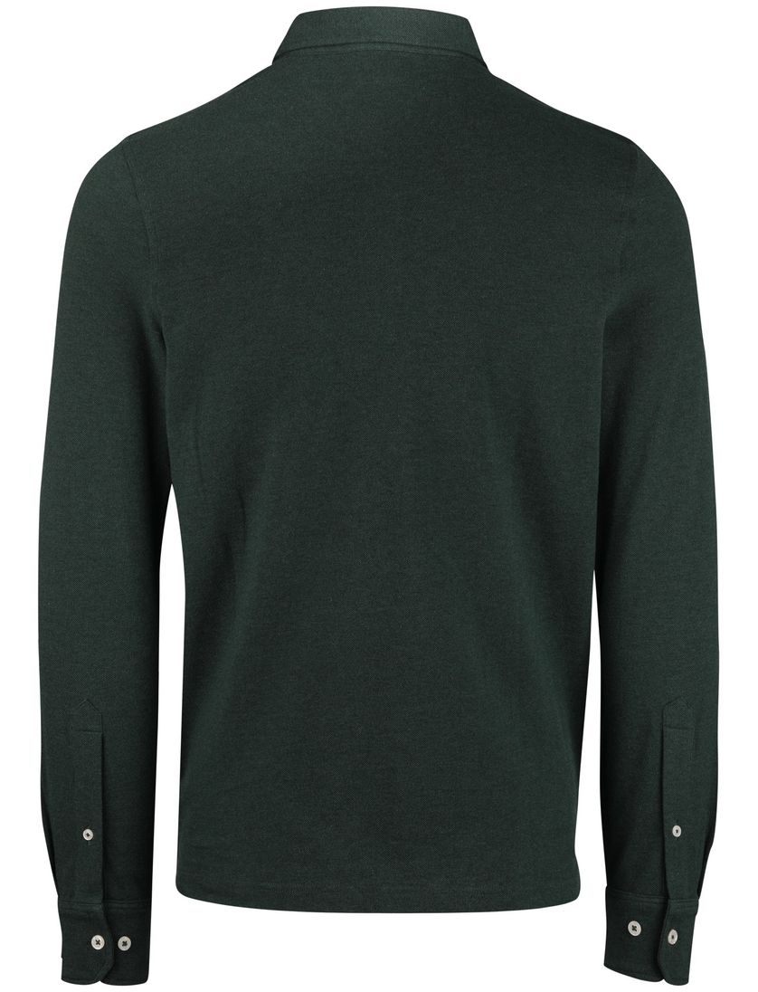Scotland Blue Polo Langemouw groen borstzak katoen