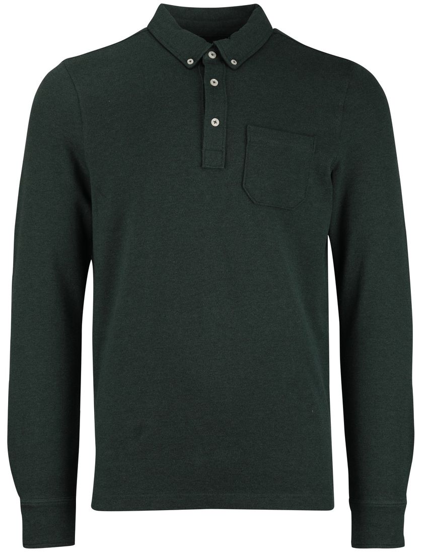 Scotland Blue Polo Langemouw groen borstzak katoen