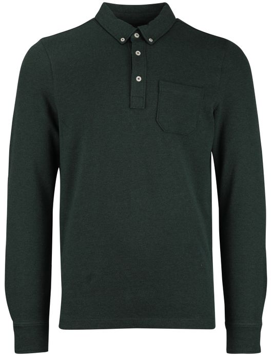 Scotland Blue Polo Langemouw groen borstzak