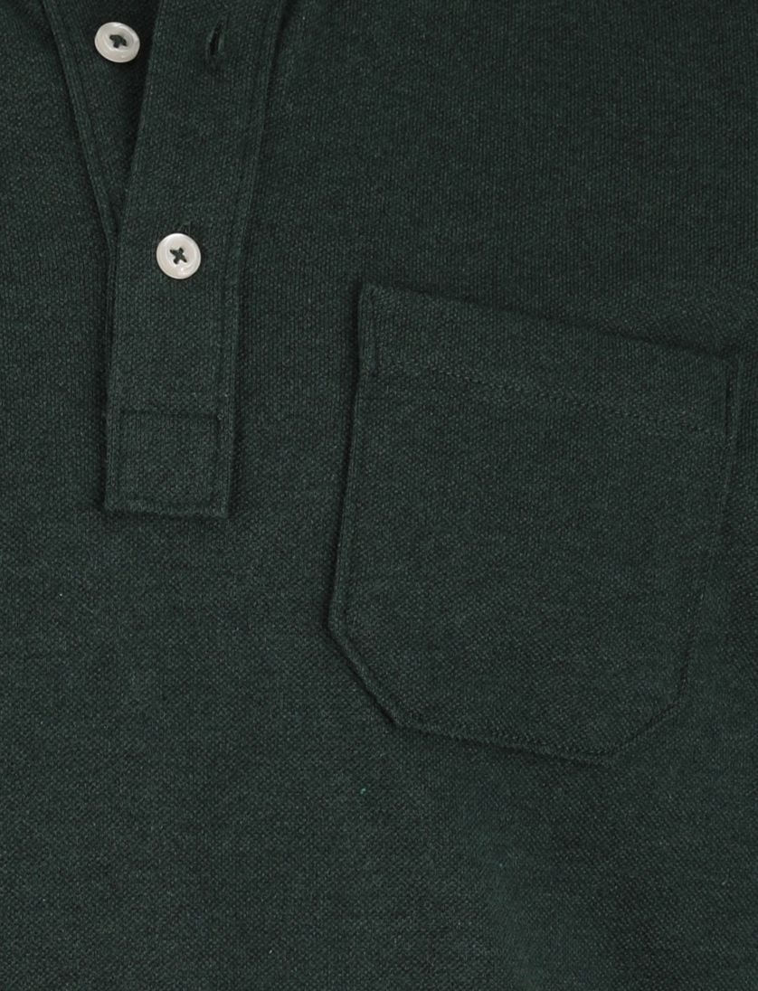 Scotland Blue Polo Langemouw groen borstzak katoen