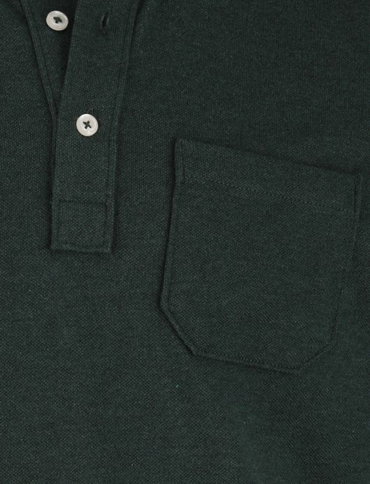 Scotland Blue Polo Langemouw groen borstzak