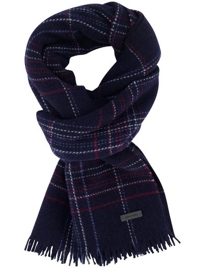 Pierre Cardin Pierre Cardin sjaal donkerblauw geruit