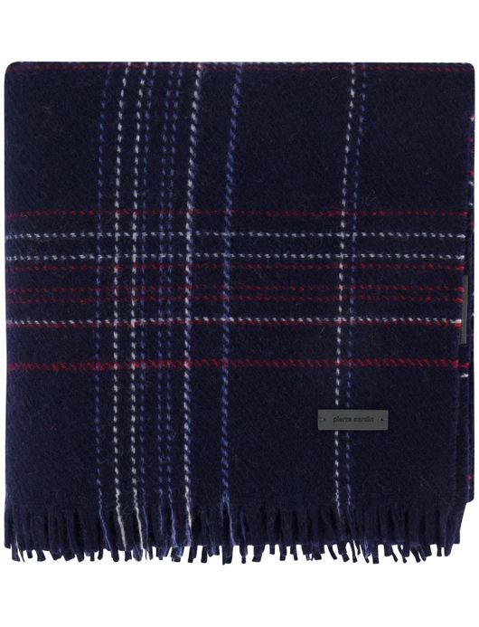 Pierre cardin sjaal donkerblauw geruit wol