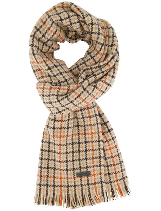 Sjaal Pierre Cardin beige wol geruit