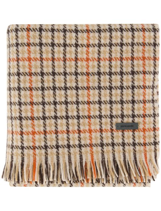 Sjaal Pierre Cardin beige wol geruit