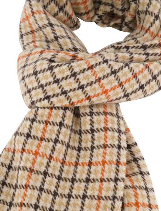 Sjaal Pierre Cardin beige wol geruit