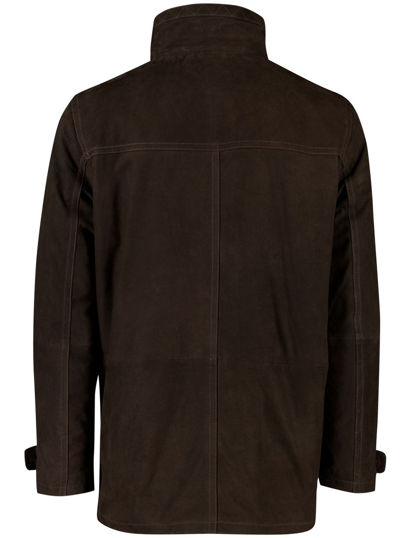 Bugatti winterjas wijde fit effen donkerbruin