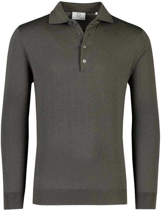 Merinowol lange mouw polo Born with Appetite Anton groen