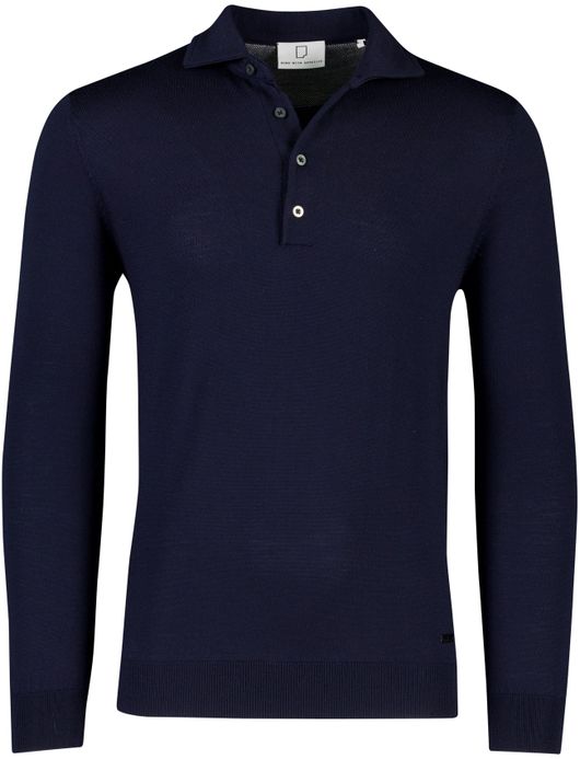 Anton polo lange mouw Born with Appetite merinowol donkerblauw
