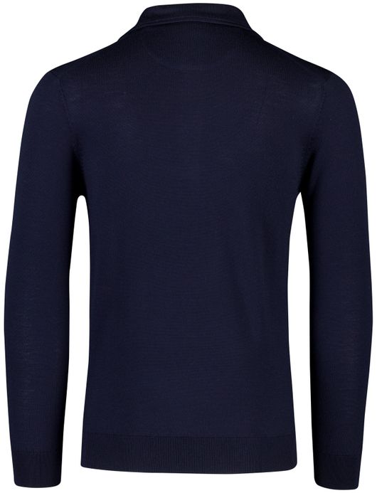 Anton polo lange mouw Born with Appetite merinowol donkerblauw