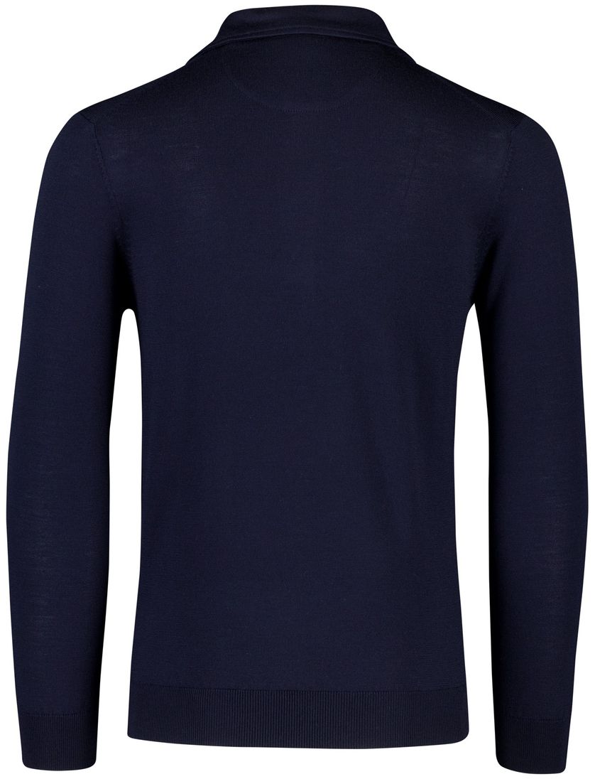 Merinowol lange mouw polo Born with Appetite Anton donkerblauw