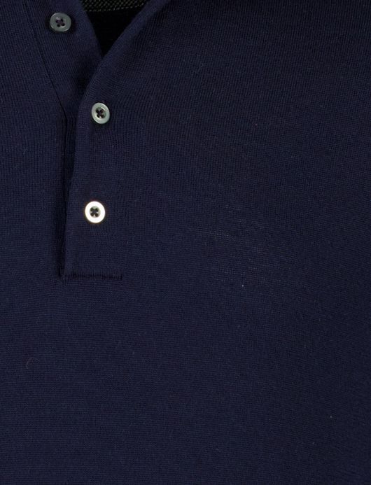 Anton polo lange mouw Born with Appetite merinowol donkerblauw