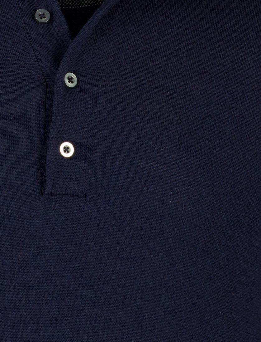 Merinowol lange mouw polo Born with Appetite Anton donkerblauw