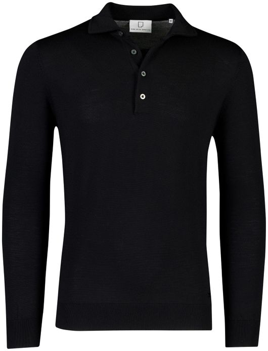 Merinowol lange mouw polo Born with Appetite Anton zwart