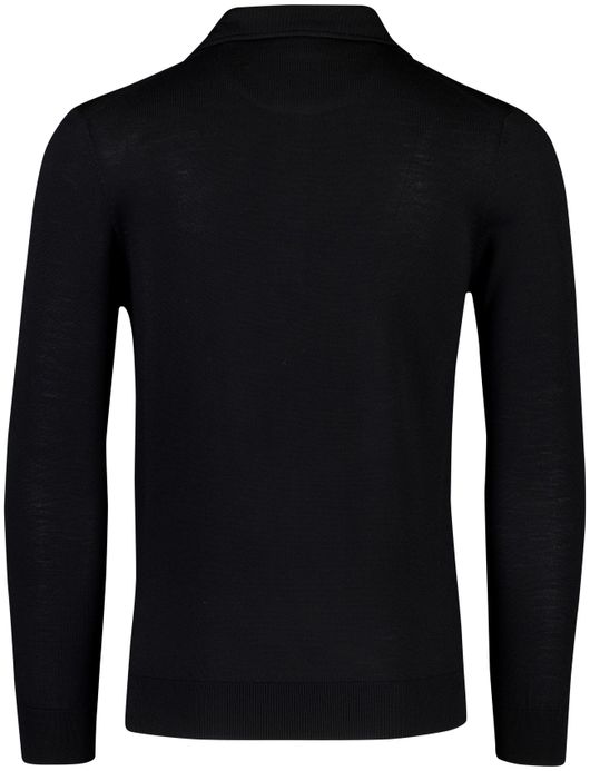 Born with Appetite Anton lange mouw polo zwart merinowol