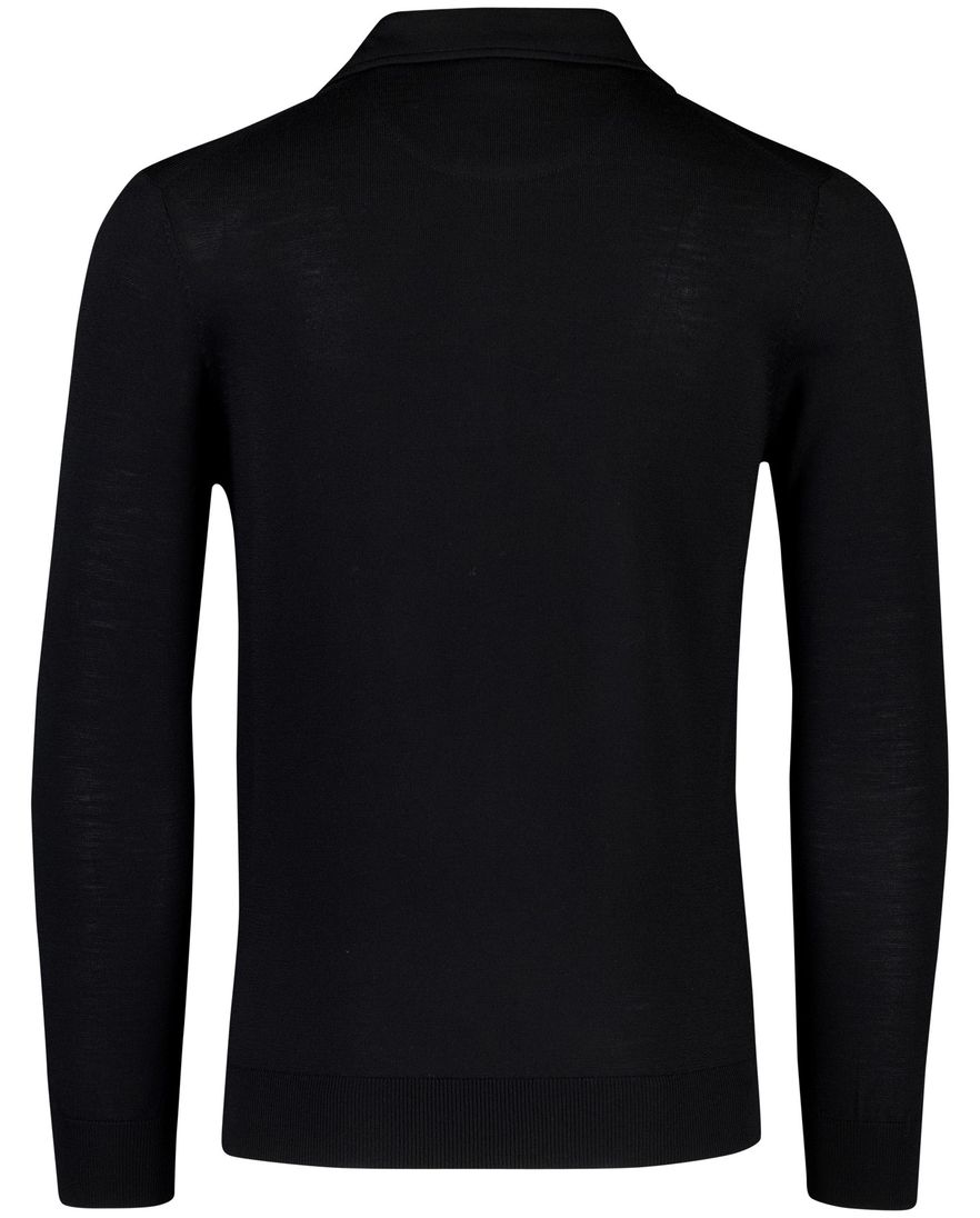 Merinowol lange mouw polo Born with Appetite Anton zwart