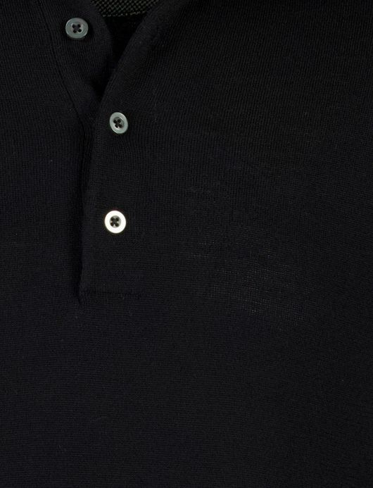 Born with Appetite Anton lange mouw polo zwart merinowol