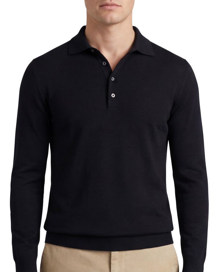 Merinowol lange mouw polo Born with Appetite Anton zwart