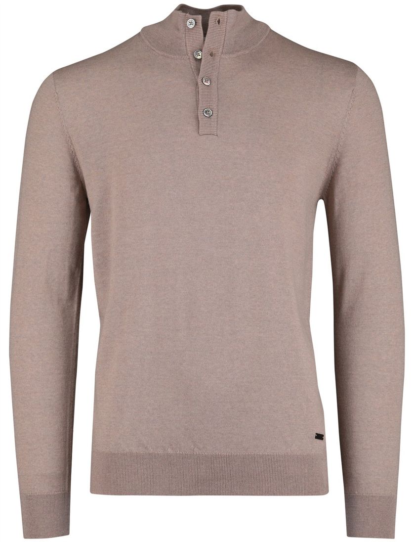 Born With Appetite Half Button beige merinowol effen