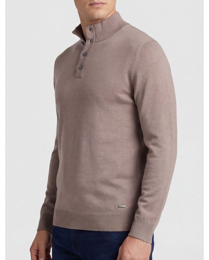 Born With Appetite Half Button beige 100% merinowol