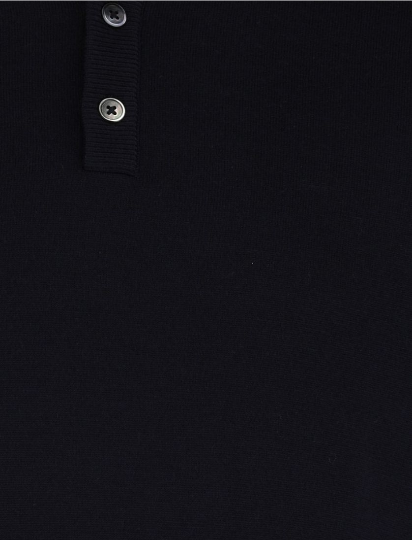 Born With Appetite Half Button navy merinwol effen