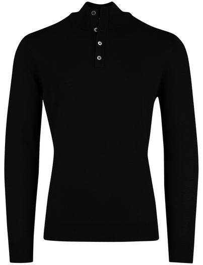 Born With Appetite Born With Appetite Half Button Zwart 100% merinowol