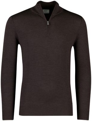 Born With Appetite Trui Born With Appetite half zip donkerbruin merinowol