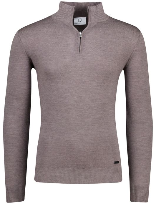 Bruine half zip trui merinowol Born with Appetite Lux pull