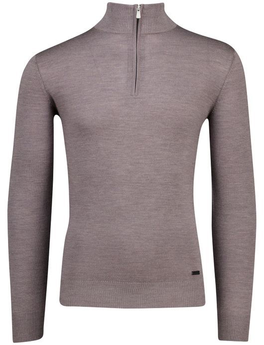 Bruine half zip trui merinowol Born with Appetite Lux pull