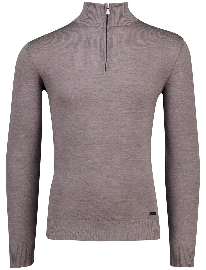 Merinowol Born with Appetite half zip Lux pull bruin