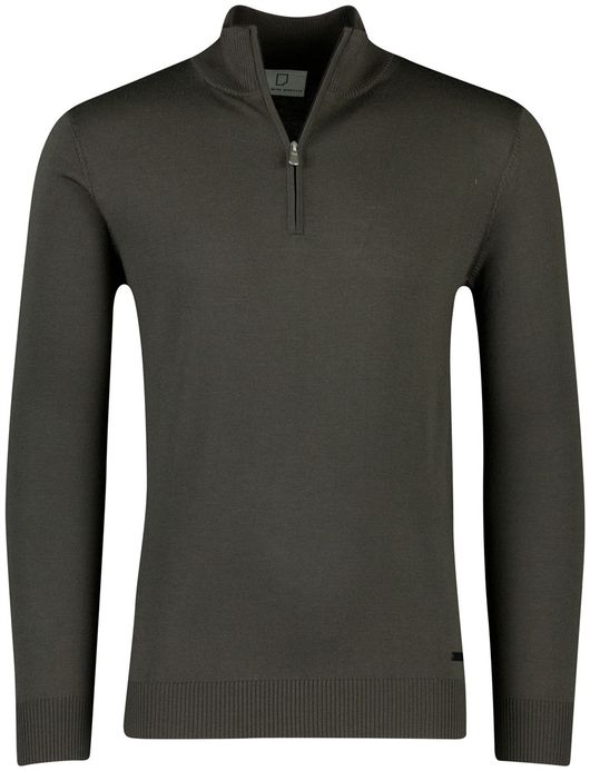 Born With Appetite trui half zip donkergroen merinowol