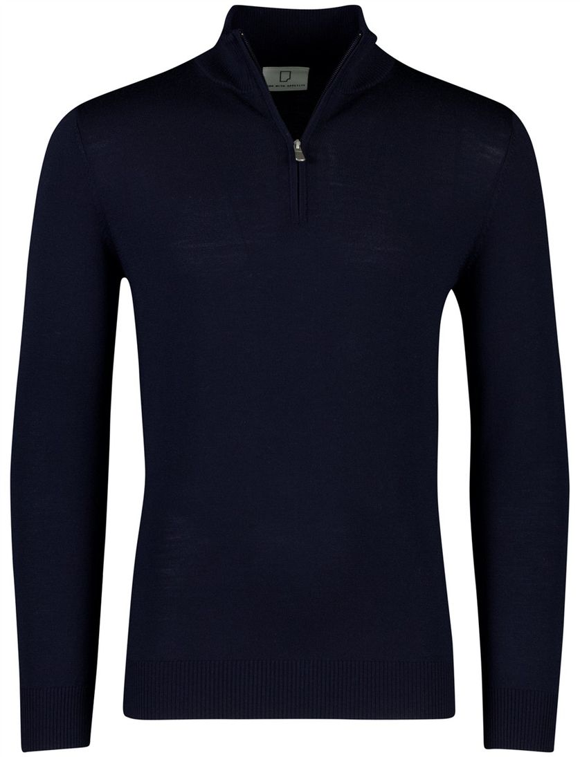 Trui Born With Appetite half zip navy merinowol
