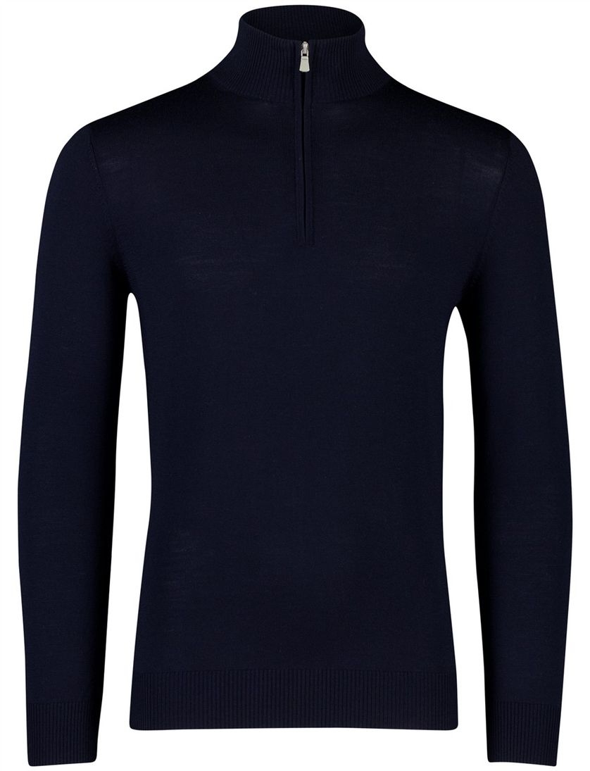Trui Born With Appetite half zip navy merinowol