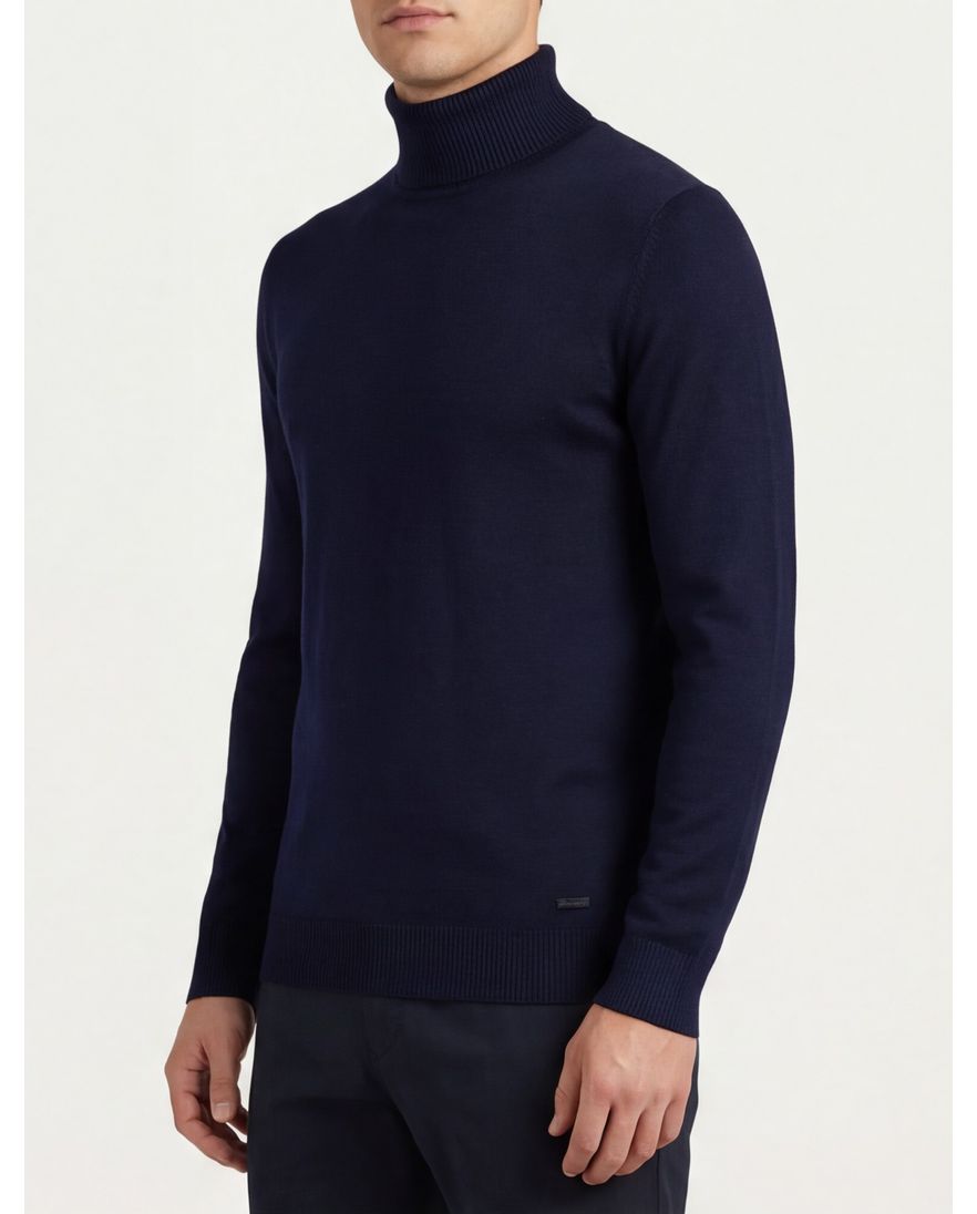 Born with appetite coltrui donkerblauw effen merinowol