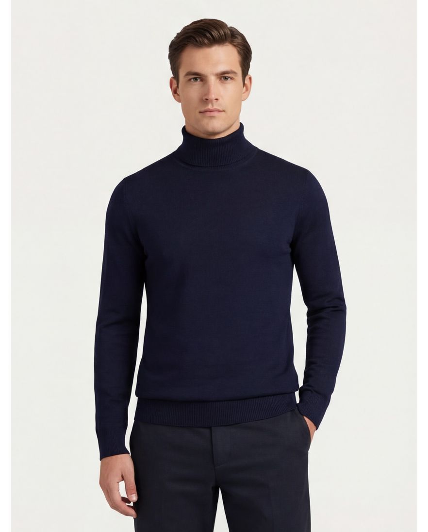 Born with appetite coltrui donkerblauw effen merinowol