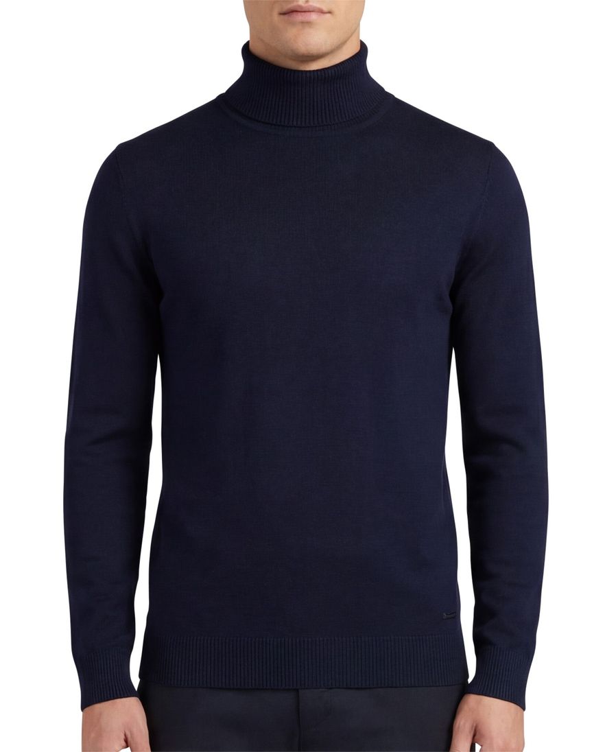 Born with appetite coltrui donkerblauw effen merinowol