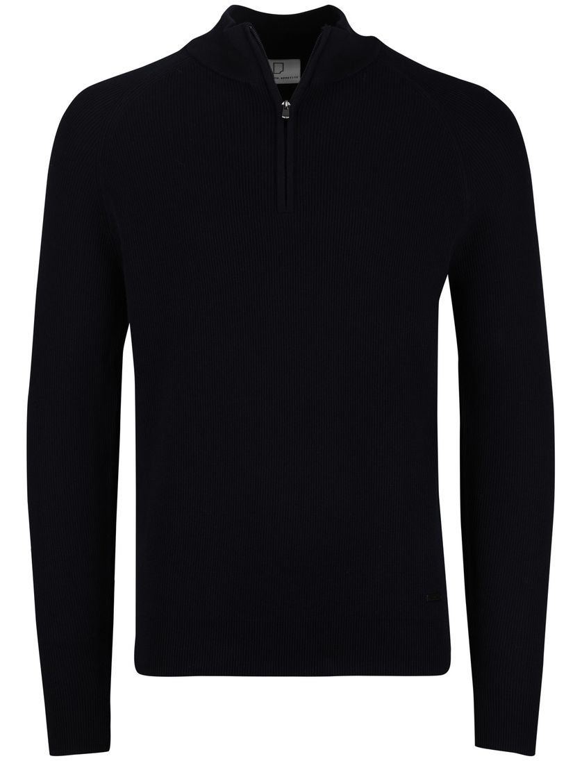 Born with appetite trui navy half zip katoen