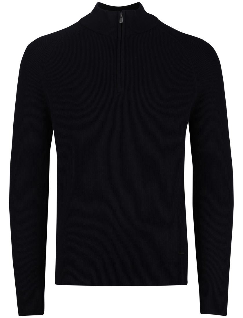 Born with appetite trui navy half zip katoen