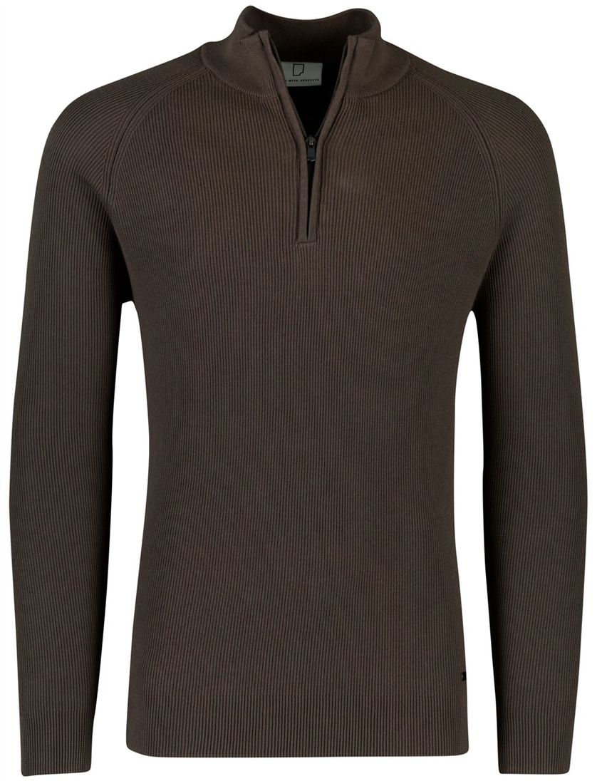 Trui Born With Appetite gebreide half zip donkergroen