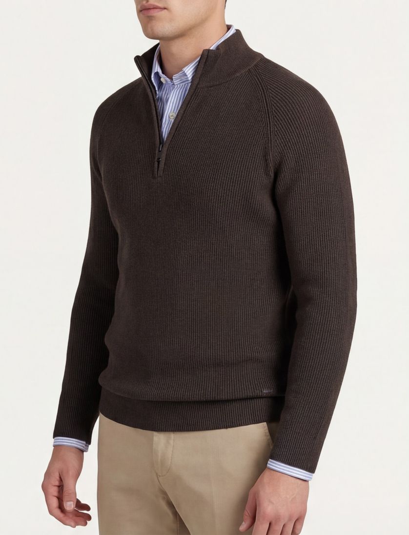 Trui Born With Appetite gebreide half zip donkergroen