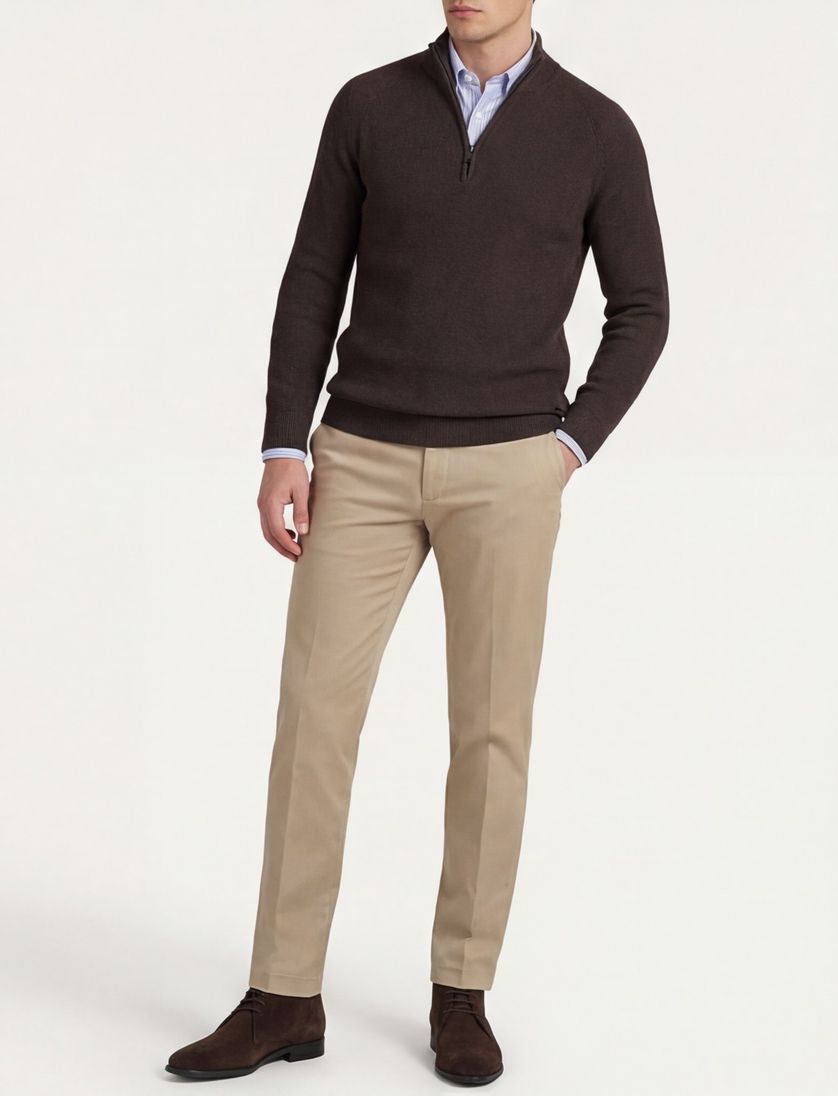 Trui Born With Appetite gebreide half zip donkergroen