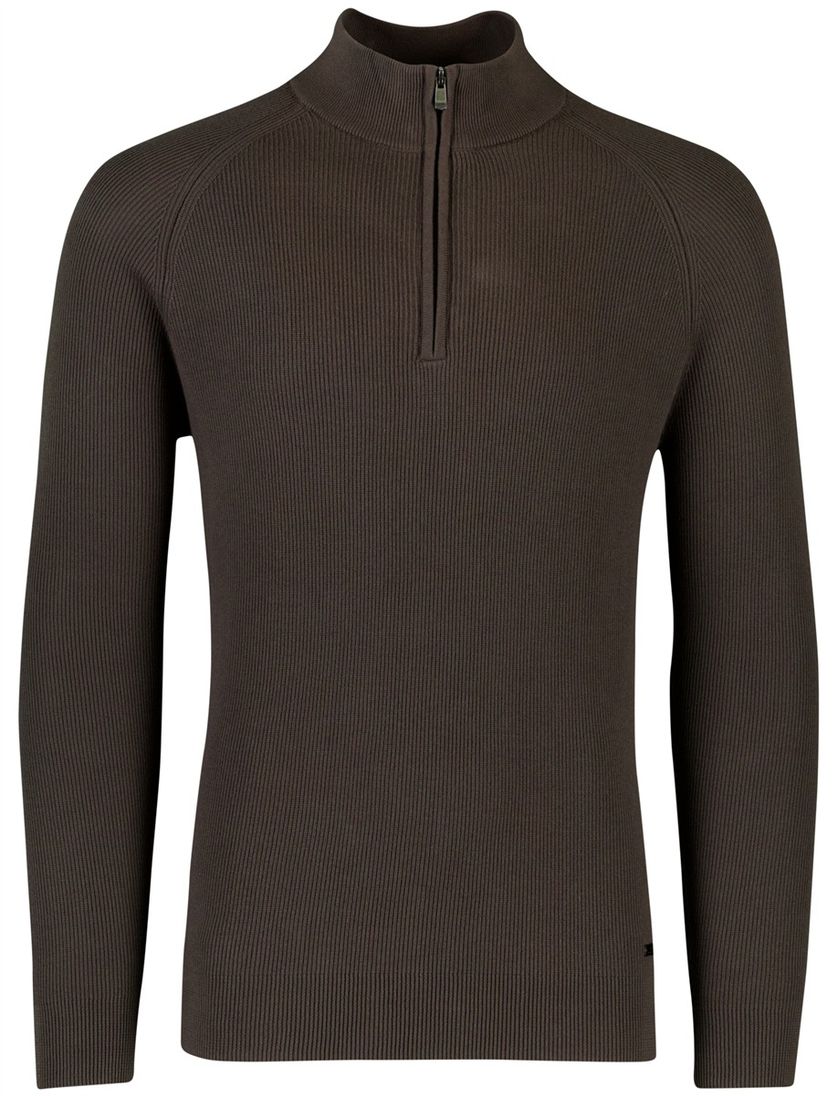 Trui Born With Appetite gebreide half zip donkergroen