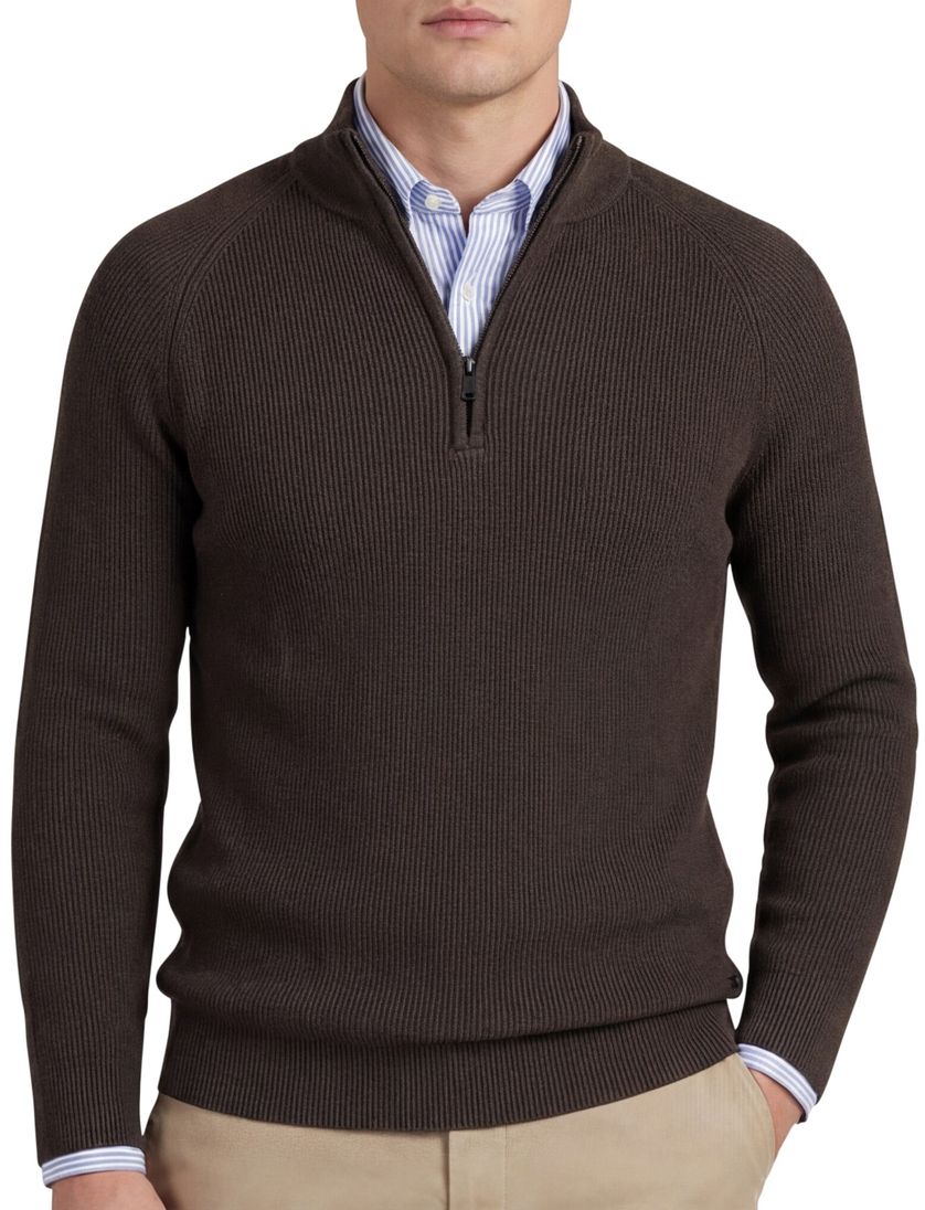 Trui Born With Appetite gebreide half zip donkergroen