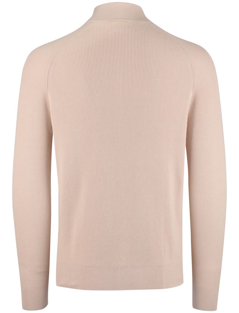 Born with appetite trui half zip beige effen slim fit