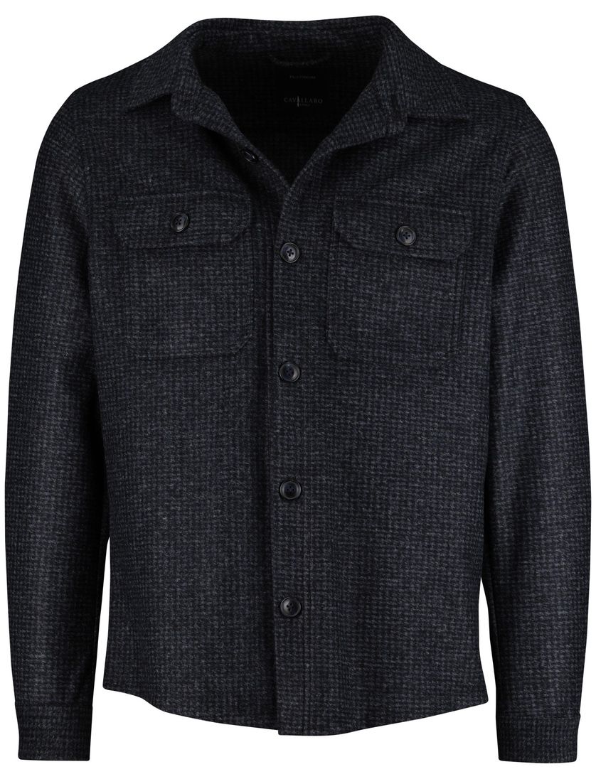 Cavallaro overshirt donkerblauw Elisio dubbele borstzakken