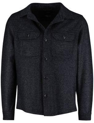 Cavallaro Cavallaro overshirt donkerblauw slim fit effen dubbele borstzakken