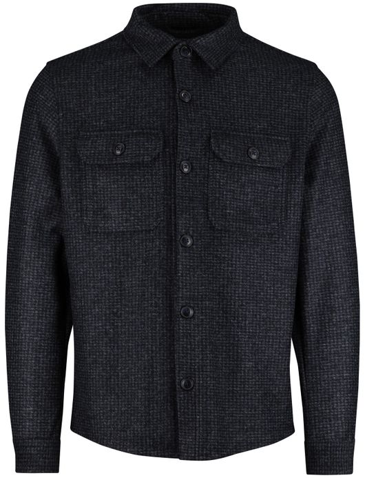 Cavallaro overshirt donkerblauw effen slim fit dubbele borstzakken