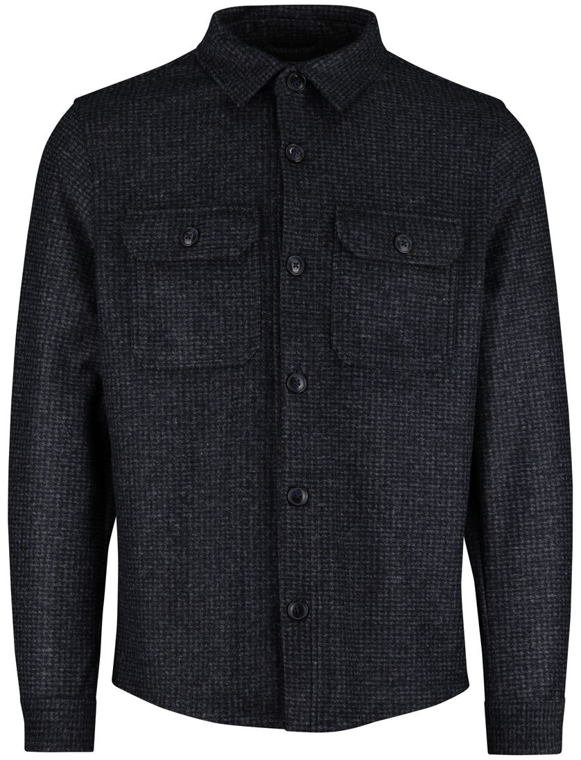 Cavallaro overshirt donkerblauw slim fit effen dubbele borstzakken